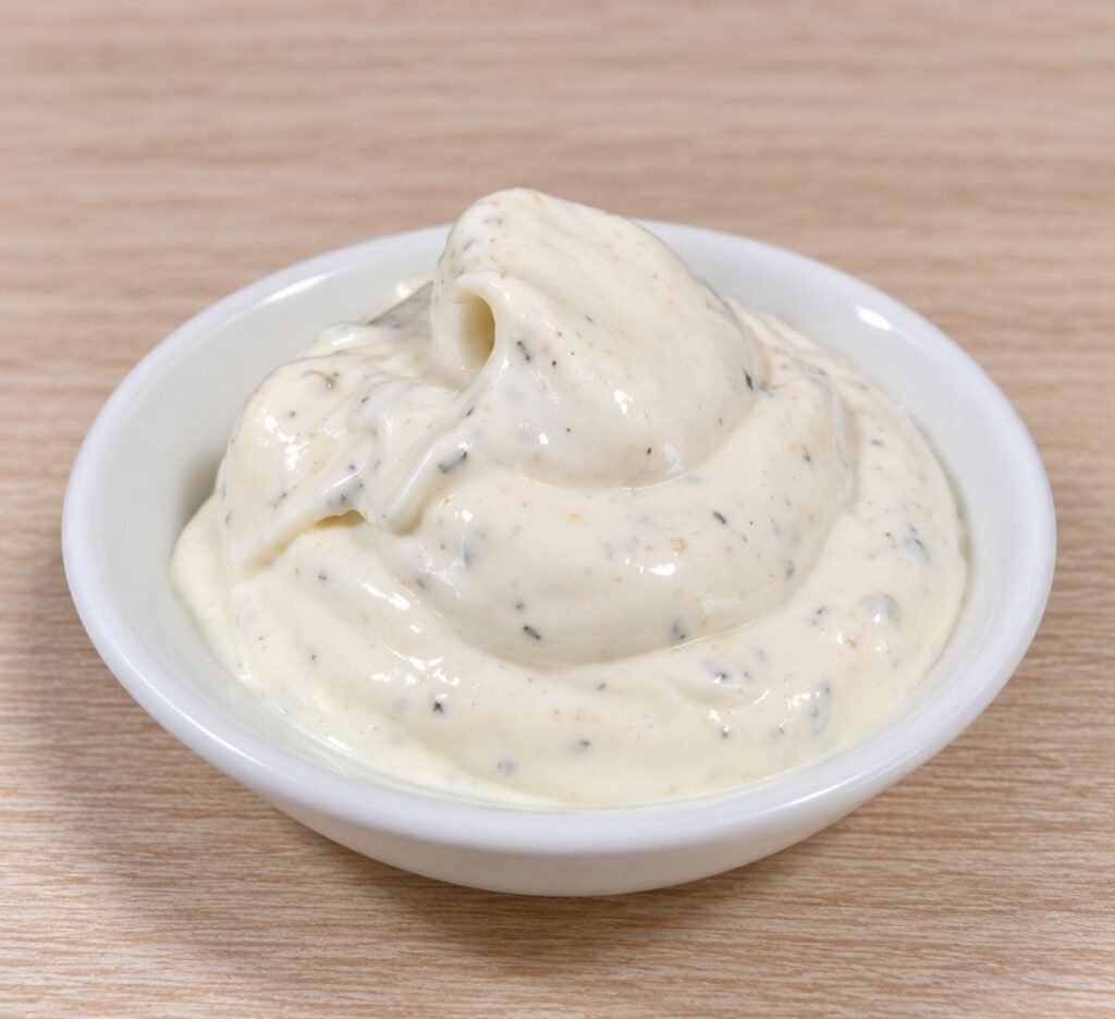 Creamy homemade keto ranch dressing in a serving bowl.