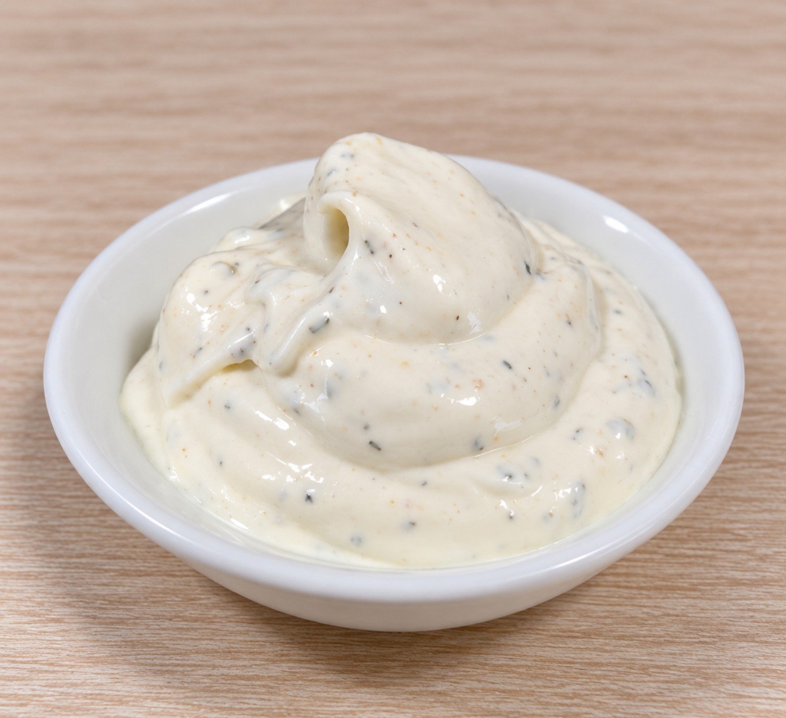 Creamy homemade keto ranch dressing in a serving bowl.