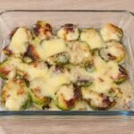 Broiled Dijon-Dubliner Brussels sprouts with creamy mustard cheese sauce