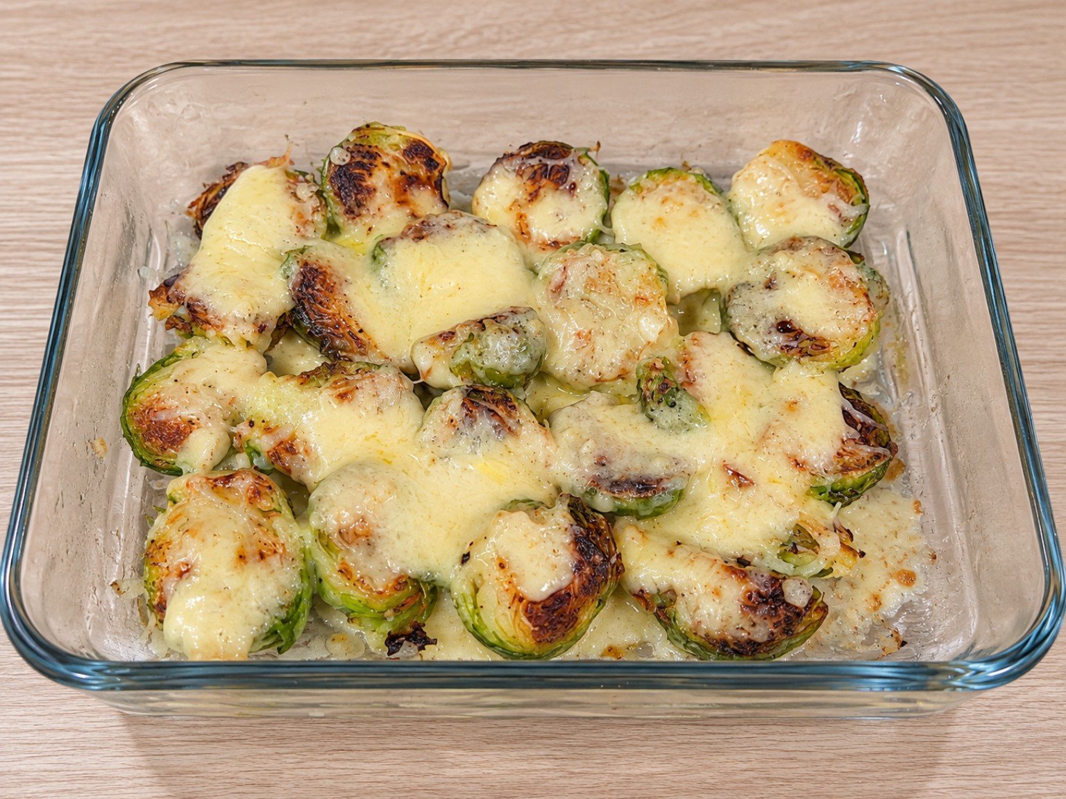 Broiled Dijon-Dubliner Brussels sprouts with creamy mustard cheese sauce