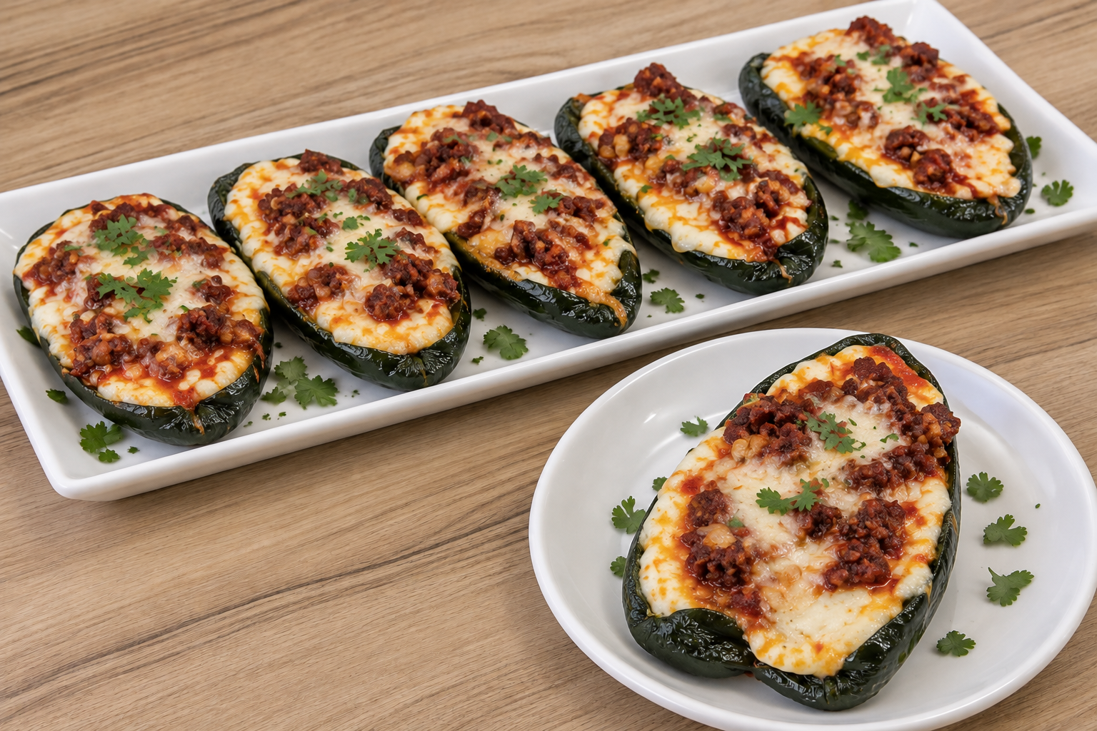 Creamy Chorizo-Stuffed Poblano Peppers